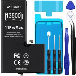 13500mAh Super Capacity Battery Compatible with iPhone 11 Pro Max, 0 Cycle Li-Polymer Replacement Battery for iPhone 11 Pro Max, with Professional Repair Tool Kit