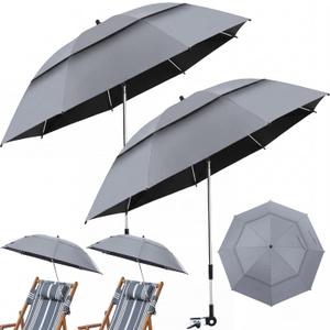 Nuanchu 2 Pack 49" Double Canopy Beach Umbrella with Clamp