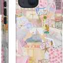 Generic Case Compatible with iPhone 14,Scratch Resistant Hybrid 2-Layer Hard Shell Phone Case,Pink Vintage Aesthetic Collage