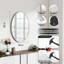 SCWF-GZ 20x30 Oval Mirror Round Full Length Wall Mounted Hanging or Against Wall Metal Aluminum Alloy Frame Dressing Make-up Mirrors for Entryway Bedroom Bathroom Living Room 30 20 inch Silver