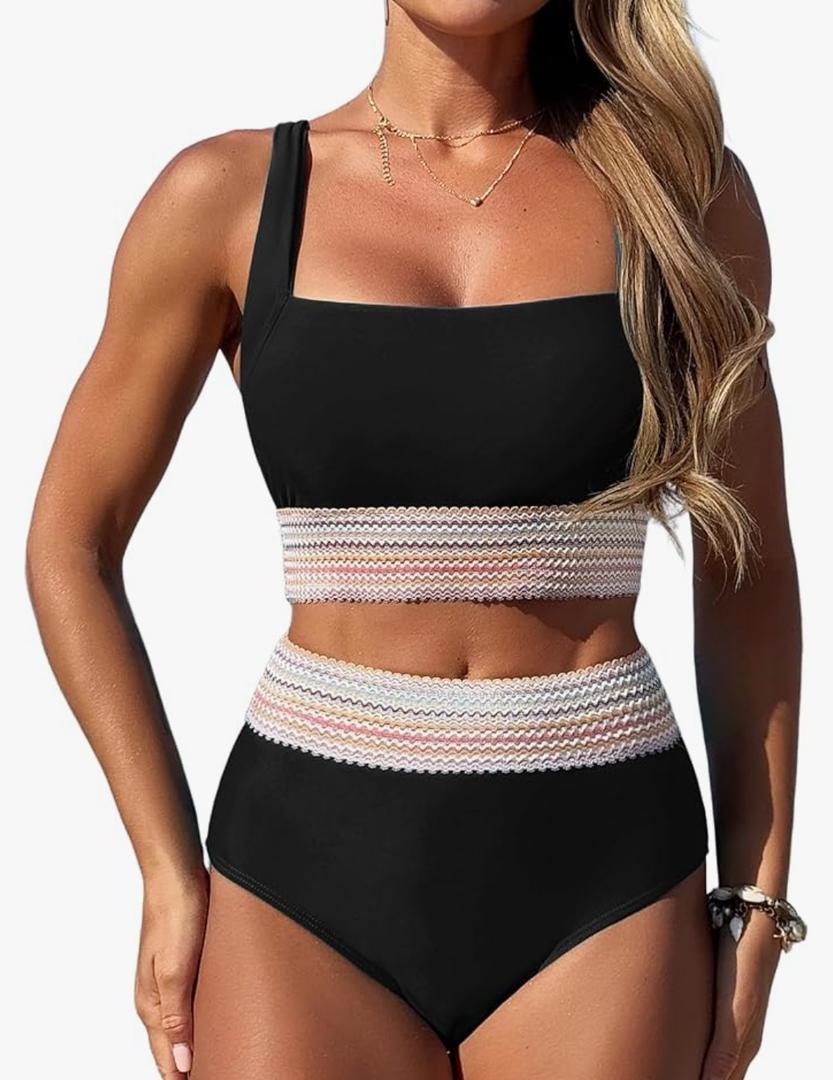 ZAFUL Women Bikini Swimsuits Swim Suits for Women 2025 Tummy Control Sporty High Waisted Bikini Two Piece Bathing Suit XXL