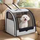1 Pack Enclosed Dog Car Seat Carrier for Small Medium Dogs Cats 19.5 x 19 x 20 in Soft Sided Pet Travel Crate Kennel for Back Seat Breathable Mesh Windows, Foldable Kennel with Pad and Pocket