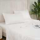 DOWNCOOL King Size Sheets Set - 100% Cotton Sheets, King Sheets Deep Pocket Up to 16", 400 Thread Count Sateen Bed Sheets, Silky Soft & Breathable, 4-Piece Hotel Luxury King Sheet Set, Cream White