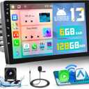 【6+128GB 8 Core】 Hikity Android 13 Car Stereo Double Din Radio with Wireless Carplay Android Auto, 9 Inch IPS Touch Screen Radio Bluetooth 5.0, GPS, WiFi, 32EQ DSP, 59 UI, SWC, Mic, AHD Backup Cam