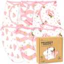Bublo Baby Newborn Swaddle Blanket for 0-3 Month, Swaddles for Newborns Baby Girls Boys, 100% Organic Cotton Nursery Swaddling Blankets, Adjustable Sleep Sack for Babies (3-Pack) (Pink Floral)