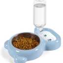 Juego de cuencos para perros, comida y agua para gatos con dispensador de agua y cuenco de acero inoxidable para gatos y perros pequeos, color azul claro