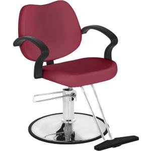 BestMassage Hydraulic Reclining Barber Chair Burgundy, Heavy Duty All Purpose Salon Chair with Adjustable Headrest Footrest and Hydraulic Pump