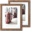 16x20 Picture Frame, Set of 2 Picture Frames Plexiglass and Composite Wooden Rustic Rounded Corners Poster Frame for Wall Mount with Hanging Hardware(Brown)