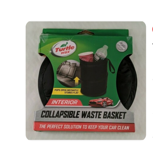 Turtle Wax TRASH BIN WASTE BASKET Collapsible Black Pop Up Design Easy Storage