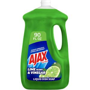 Ajax Ultra Liquid Dish Soap Vinegar and Lime Scent, Sparkling Clean Dishes, 90 fl oz Bottle