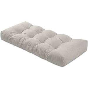 Bench Cushion 54 inches,Indoor/Outdoor Non-Slip Tufted Cushions, Premium Waterproof Linen, Soft Piano Sofa Cushions, High-Density Memory Foam(Light Grey-54x16x4in)