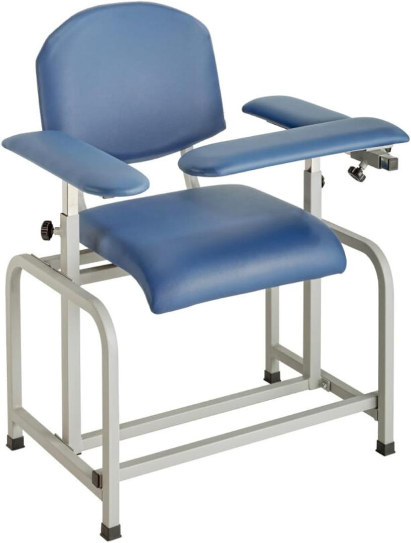 Blue Phlebotomy Chair with Adjustable Armrest, Blood Draw Chair, Large Weight Capacity Comfortable Lab Medical Chair