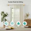 Curtain Rods No Drilling for Windows 30-75 Inch, Renter Friendly Adjustable Curtain Rod, Heavy Duty Metal Drapery Rods with Adhesive Brackets, Gold