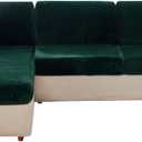 MIFXIN Velvet Stretch Couch Cover Sofa Cushion Slipcover 1 Piece Universal Elastic Sofa Seat Cover Wear-Resistant Couch Furniture Protector (Dark Green, Plus Size 3-Seater)