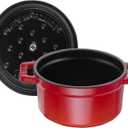 Staub Cast Iron Mini Round Cocotte, Dutch Oven, 0.25-quart, serves 1, Made in France, Cherry