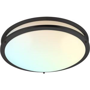 LUXRITE 18 Inch LED Flush Mount Ceiling Light, 5 Color Selectable 2700K | 3000K | 3500K | 4000K | 5000K, Dimmable, Modern Ceiling Light Fixture, 24W, 2160 Lumens, Energy Star, ETL Listed, Matte Black (Matte Black - 5 Colors)