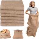 Kmise Burlap Potato Sack Race Bags (Pack of 6)48"x25" Large Natural Jute Burlap Sacks for Kids & Adults, Reusable Eco-Friendly Grow Bag for Field Day Games, 3-Legged Races & Harvest Storage