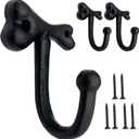 Rustic Wall Hooks Heavy Duty, Cast Iron Hooks, Dog Bone Decorative Cast Iron Wall Hooks, Vintage Hooks for Hanging Coats, Bags, Key, Towels, Hats, Clothes, Belts (Black 3 Pack)