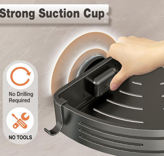 Corner Shower Caddy with Suction Cups, Shower Suction Shelf With Towel Bar, Wall Bathroom Shower Organizer Corner with Hooks, No-Drilling Removable (Plastic, 2-Pack, Gunmetal Gray)