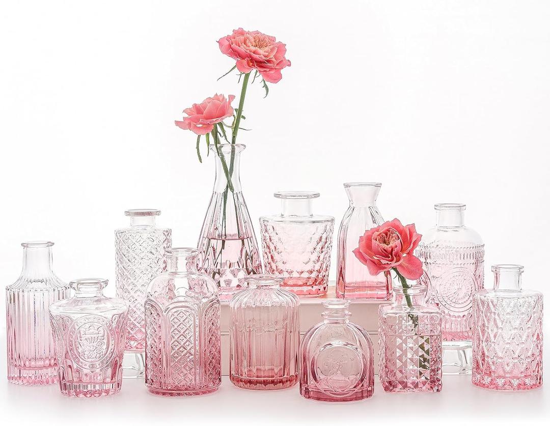 12pcs Pink Glass Bud Vase Set, Small Flower Vases for Centerpieces in Bulk, Mini Vintage Vase for Home, Wedding, Table Decor
Amazon's Choice