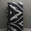 OLANLY Outdoor Rug 9x12 ft Waterproof, Outdoor Plastic Straw Rug with Geometric Pattern Clearance, Reversible RV Mat for Patio, Camping, Balcony, Deck, Backyard, Black & White