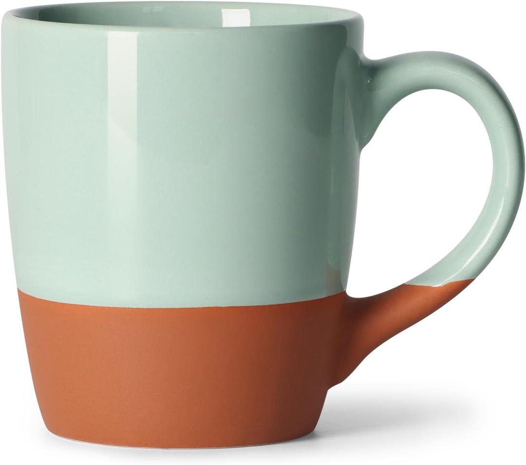 Smilatte 20 OZ Large Coffee Mug, Nice Ceramic Boss Tea Cup with Big Handle for Dad Men Women, Unique Style For Any Kitchen, Green-Brown