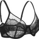 Wirefree Lift Everyday Mesh Bras for Big Bust (Black,36DD)
