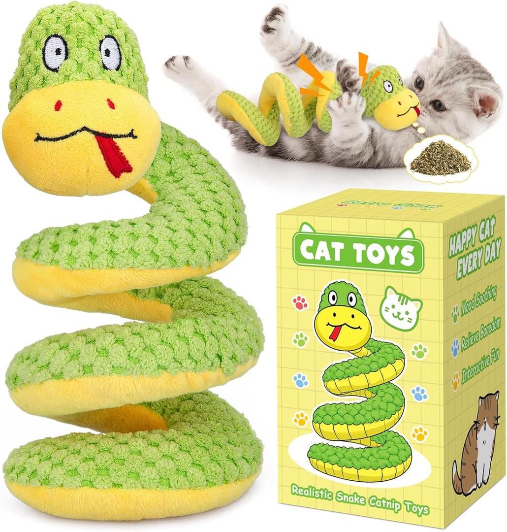Retro Shaw Cat Toys, 11 in Realistic Catnip Snake Toy with Crinkle Sound Inside, Cat Nip Toys with SilverVine, Stuff Snake Interactive Snake Toy for Cats to Chew