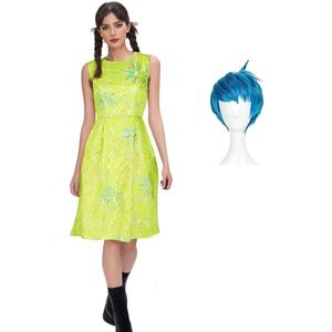 Joy Costume Disgust Dress Adults Inside Cosplay Out Emotions Halloween Costume Skater Dress, Medium