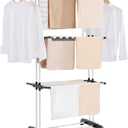 VEVOR Clothes Drying Rack, 4-Tier Foldable Laundry Dryer Rack, Metal Drying Racks with 24 Drying Rods, Free-Standing and Portable Hanger with 4 Castors and Two Side Wings for Outdoor & Indoor Use
