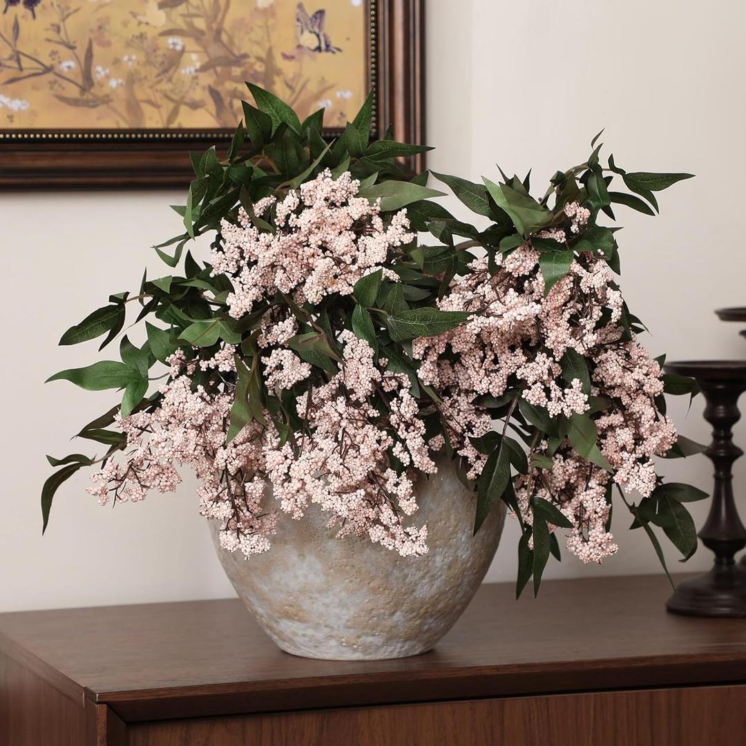 Zeyune 3 Pcs Spring Faux Berry Stem Pink Realistic Sedum Stem Spray Artificial Flowers Picks Branches Fake for Wedding Holiday Seasonal Farmhouse Mantel Harvest DIY Home Decorations(35 Inch)