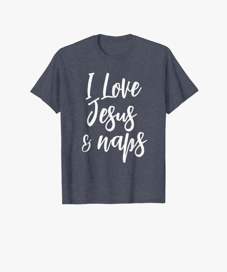 Inspirational I Love Jesus And Naps T-shirt Fun Faith Tee T-Shirt 2XL