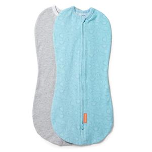 SwaddleMe by Ingenuity Compression Baby Swaddle Pod, Two-Way Zipper for Easy Diaper Changes, Improves Sleep & Calms Startle Reflex, 0-2 Months, 1.0 TOG, 2-Pack - Dino Jam