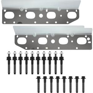 Exhaust Manifold Gasket Set with Bolts and Studs Exhaust Manifold Hardware Gasket Kit Compatible with Ram 5.7l with Bolt Studsv8 2009-2020 1500 2500 3500 Engines(Complete Left + Right)