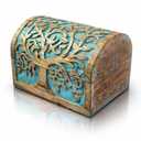 Great Birthday Gift Ideas Handmade Decorative Wooden Jewelry Box Treasure Box Jewelry Organizer Keepsake Box Treasure Chest Trinket Holder Lock Box Watch Box 9 x 6 Inch (Blue)