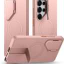 SURITCH for Samsung Galaxy S25 Ultra Phone Case, Magnetic Protective Cover with Camera Cover & Adjustable Metal Kickstand for Galaxy S25 Ultra (2025)-Pink