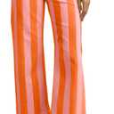 Tankaneo Womens Cropped Striped Jeans Casual High Waisted Stretchy Polka Dots Straight Leg Denim Pants with Pockets