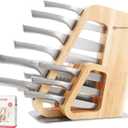 KINGSTONE Kitchen Knife Set with Block, 14 Pcs German Stainless Steel Knife Set with Built-in Sharpener, Dishwasher Safe Knife Block Set(natural, 14pcs)