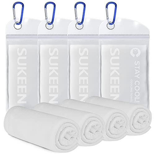Sukeen 4 Pack Cooling Towels Cool Towel, Cold Towel, Microfiber Soft Breathable Chilly Ice Towel for Yoga, Sport, Running, Gym, Workout, Camping, Fitness, Workout & More Activities
