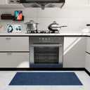 Hargiis Kitchen Rug, Rubber Non Slip Kitchen Rugs Washable, Absorbent Runner Mat for Floor, Machine Washable Standing Mats for in Front of Sink, Door, Laundry, Entryway (Navy Blue, 71" 35.5")