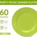 POSATE Plastic Plates Disposable 60 PCS, Heavy Duty 30 Dinner Plates 10.25" and 30 Dessert Plates 7.5" for Party, Green