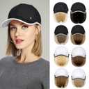 Quick Dry Hat with Hair Extensions Sun Protection Hat Wig Lightweight Outdoor Baseball Cap Attached 13" Short Straight Hairpiece Synthetic for Women Ash Blonde