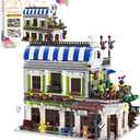 NETEHU Romantic Restaurant Building Toys, Flowers City Hotel House Building Kit with Bear Mini Bricks, City Street House Construction Toys, 2107Pcs Mini Bricks