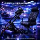 LGIB Foldable Sim Racing Wheel Stand with Seat Slot, Fully Adjustable Racing Simulator Cockpit, Supports Shifter & Handbrake, Compatible with Logitech, Thrustmaster, Moza for PS5, PS4, Xbox & PC