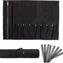 Chef Knife Roll Bag, Waxed Canvas knife bags for chefs professional, Portable 8 Slots Chef Knife Case With 1 Zipper Pockets & 8 Plastic Knife Guards Can Camping and Hold Home Kitchen Knife Tools