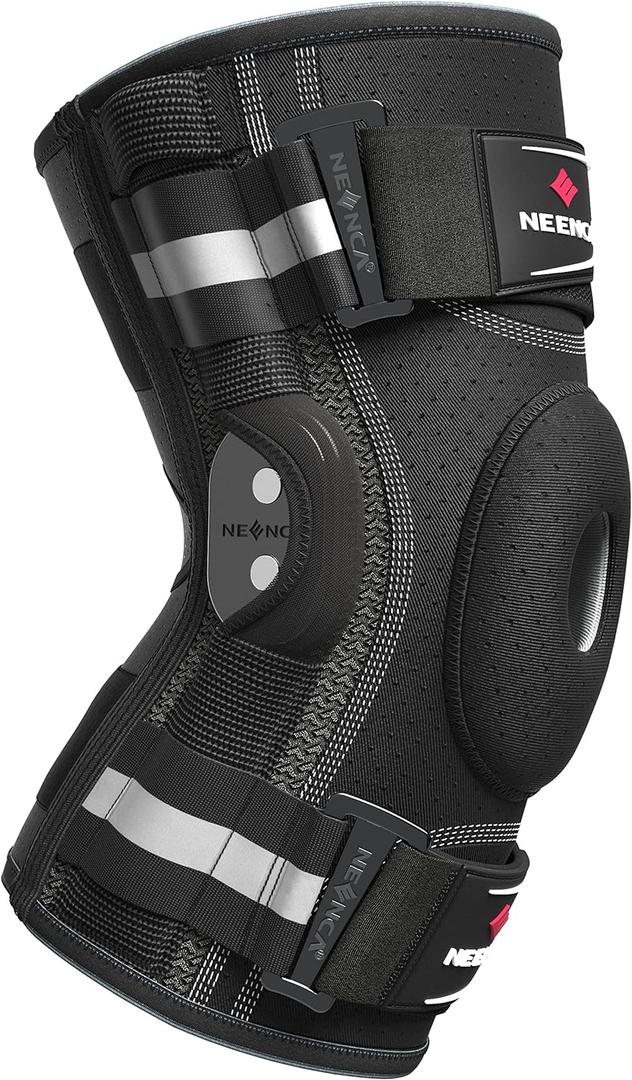 NEENCA Professional Knee Brace for Knee Pain, Adjustable Hinged Knee Support with Removable Side Stabilizers, Strong Stability for Joint Pain Relief, Arthritis, Meniscus Tear, ACL, PCL, Runner, Sports, Medium
