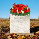 Artificial Cemetery Flowers for Grave Vase - Headstone Flower Saddle - Sympathy Flower of Vibrant Rose Sunflower Daisy Berry, Colorfast and Easy Fit
