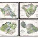 Rustic Hawaii Wall Decor Set - 8x10 Vintage Hawaiian Islands Decoration of Maui, Kauai, Oahu for Beach House, Ocean Home, Living Room, Office, Bedroom - Unique Gift for Tropical Art Fans - UNFRAMED