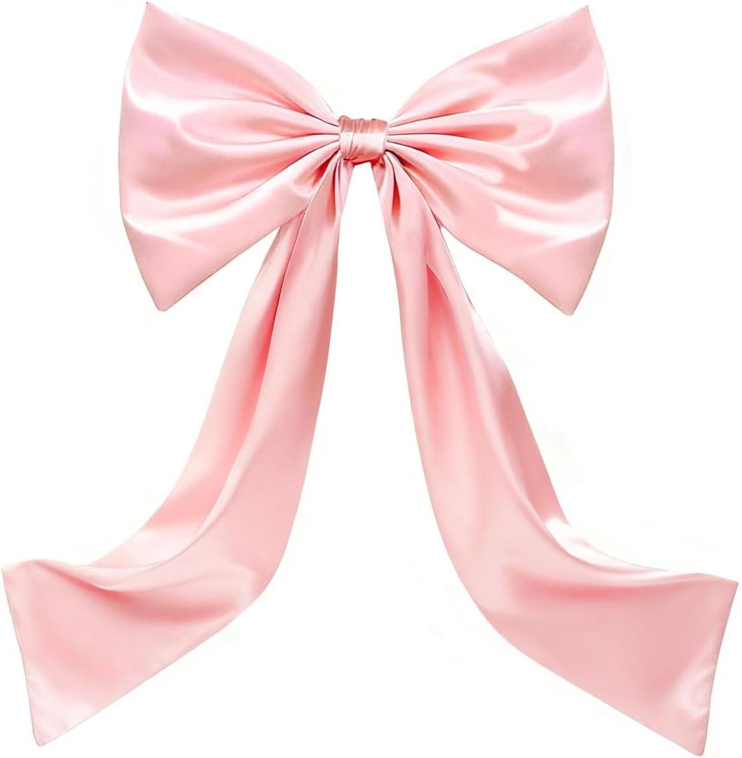 Big Pink Bow Decor for Room 24 x 42 Inches Satin Ribbon Bow Coquette Room Decor Giant Bow for Birthday Party Backdrop Wall Decor Pastel Pink Hanging Wall Decor for Ballerina Girl