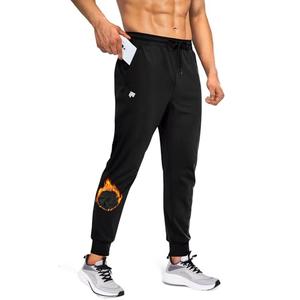 FOGFIRE Mens Fleece Lined Joggers with Zipper Pockets, Water Resistant Winter Sweatpants for Hiking, Running, Gym Black X-Large